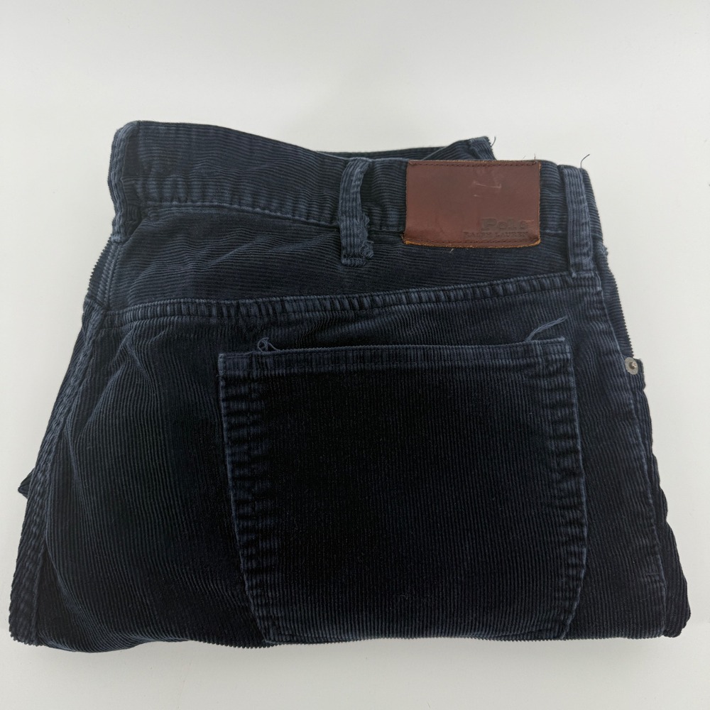 Polo Ralph Lauren Mens Navy Blue Corduroy Pants 38x30 Stretch Straight Leg